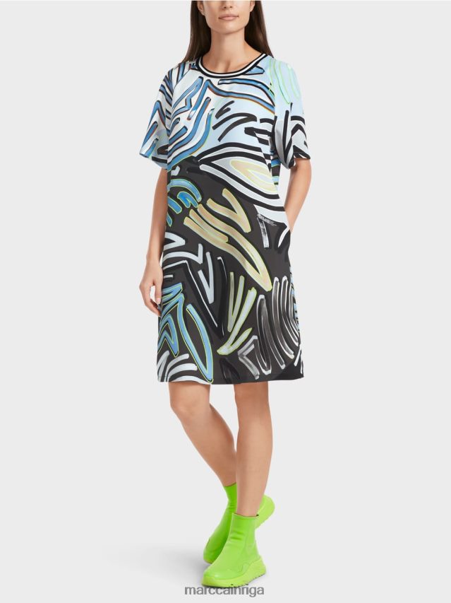 apģērbs mīksts pulveris zils VRBHXD28 Marc Cain a-line raglāna kleita