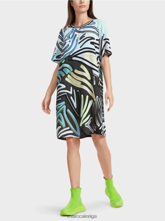 apģērbs mīksts pulveris zils VRBHXD28 Marc Cain a-line raglāna kleita