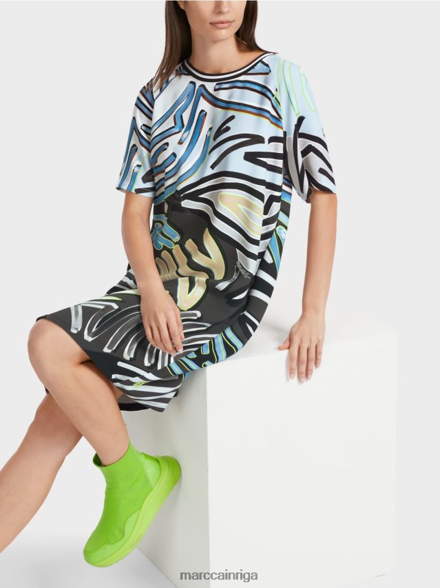 apģērbs mīksts pulveris zils VRBHXD28 Marc Cain a-line raglāna kleita