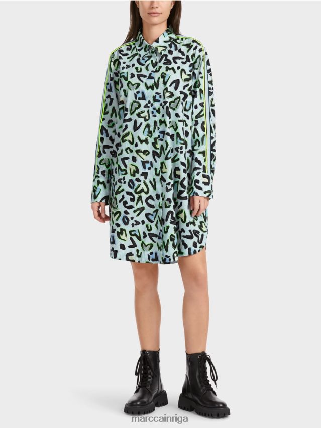 apģērbs mīksts pulveris zils VRBHXD29 Marc Cain kreklkleita ar apaļu kakla izgriezumu "pārdomājiet kopā".