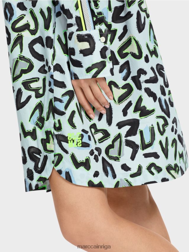 apģērbs mīksts pulveris zils VRBHXD29 Marc Cain kreklkleita ar apaļu kakla izgriezumu \"pārdomājiet kopā\".