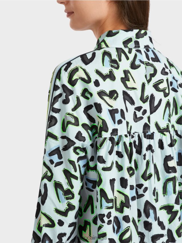 apģērbs mīksts pulveris zils VRBHXD29 Marc Cain kreklkleita ar apaļu kakla izgriezumu \"pārdomājiet kopā\".