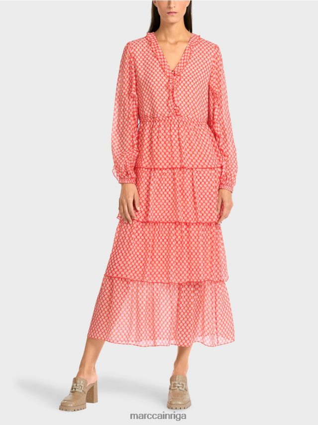 apģērbs mandarīns VRBHXD110 Marc Cain plūksna kleita ar punktu rakstu
