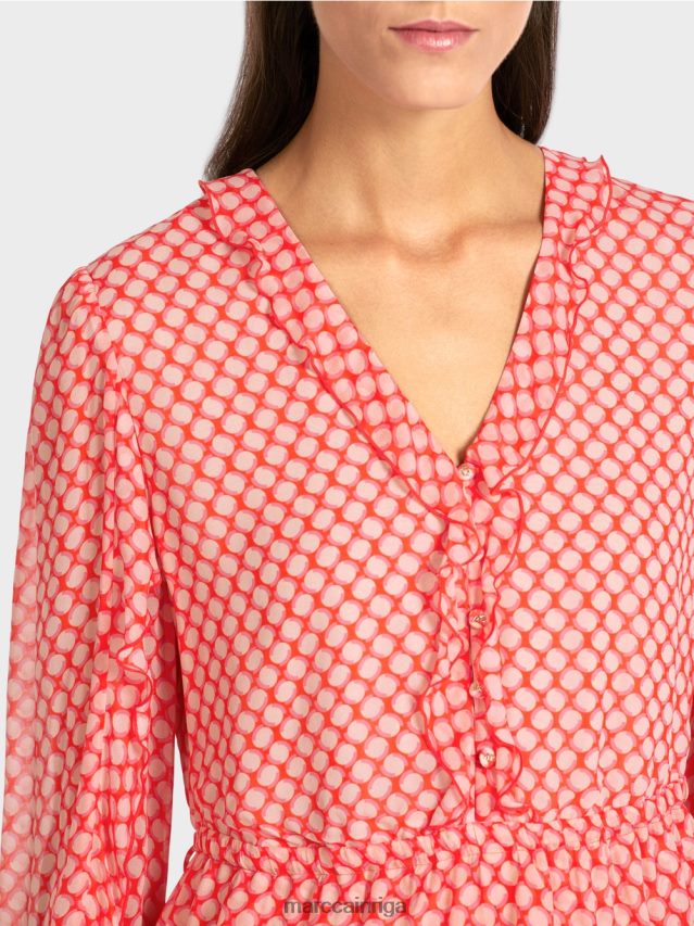 apģērbs mandarīns VRBHXD110 Marc Cain plūksna kleita ar punktu rakstu