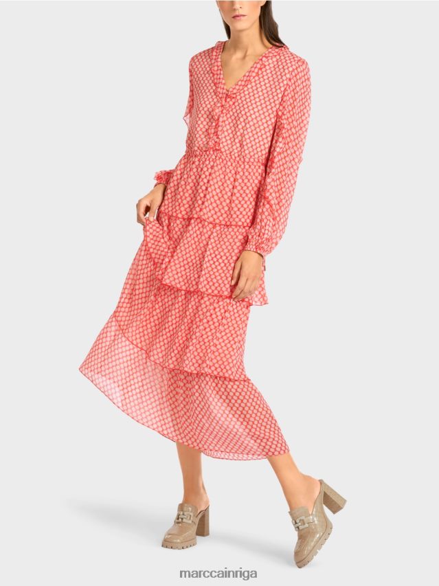 apģērbs mandarīns VRBHXD110 Marc Cain plūksna kleita ar punktu rakstu