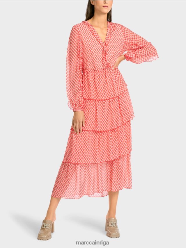 apģērbs mandarīns VRBHXD110 Marc Cain plūksna kleita ar punktu rakstu