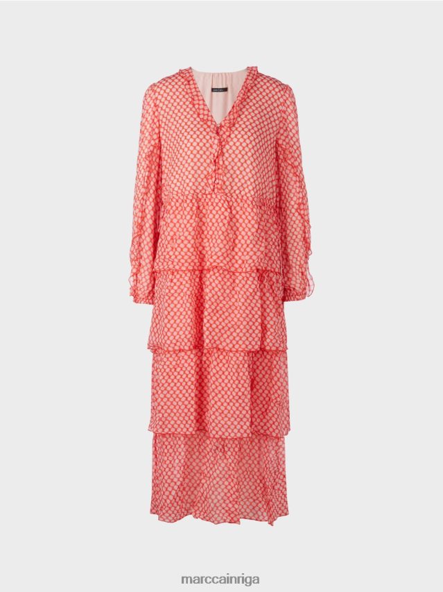 apģērbs mandarīns VRBHXD110 Marc Cain plūksna kleita ar punktu rakstu