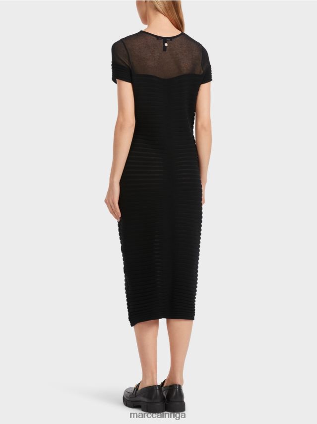 apģērbs melns VRBHXD10 Marc Cain pieguļoša \"rethink together\" kleita