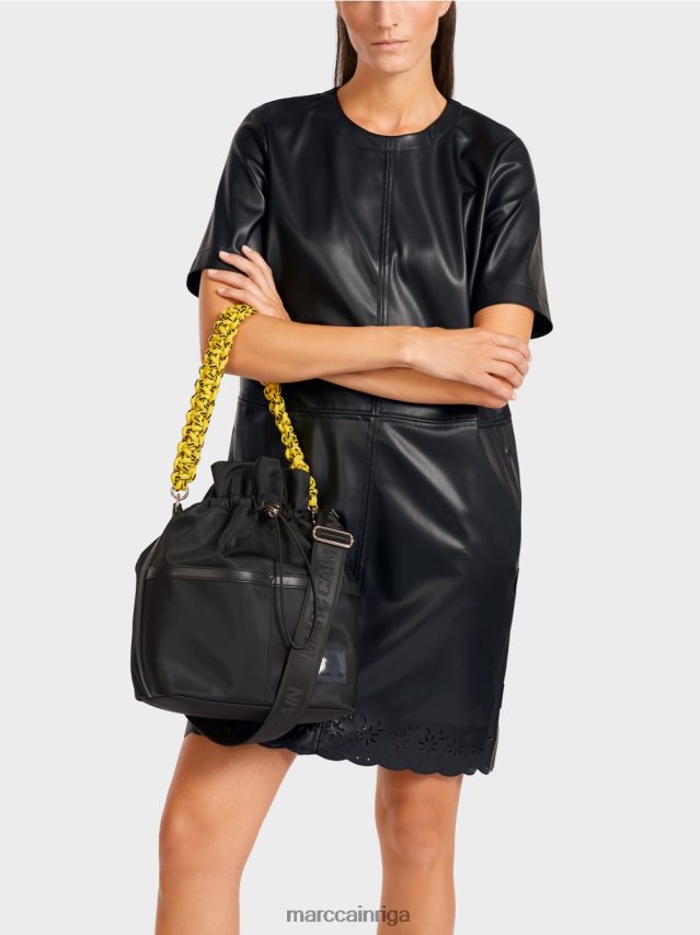 apģērbs melns VRBHXD119 Marc Cain kleita no mākslīgās ādas