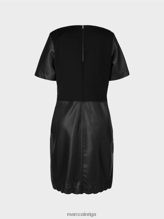 apģērbs melns VRBHXD119 Marc Cain kleita no mākslīgās ādas