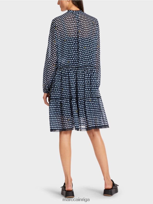 apģērbs melns VRBHXD120 Marc Cain punktveida kleita no viskozes krepa