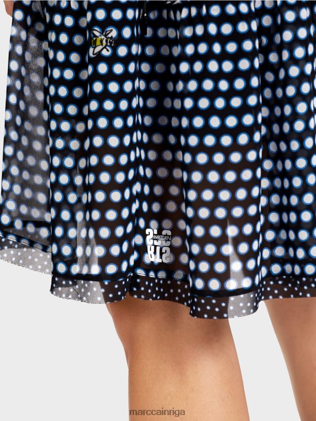 apģērbs melns VRBHXD120 Marc Cain punktveida kleita no viskozes krepa