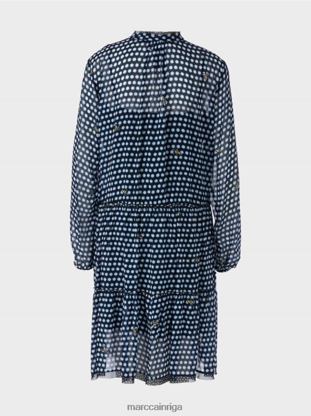 apģērbs melns VRBHXD120 Marc Cain punktveida kleita no viskozes krepa