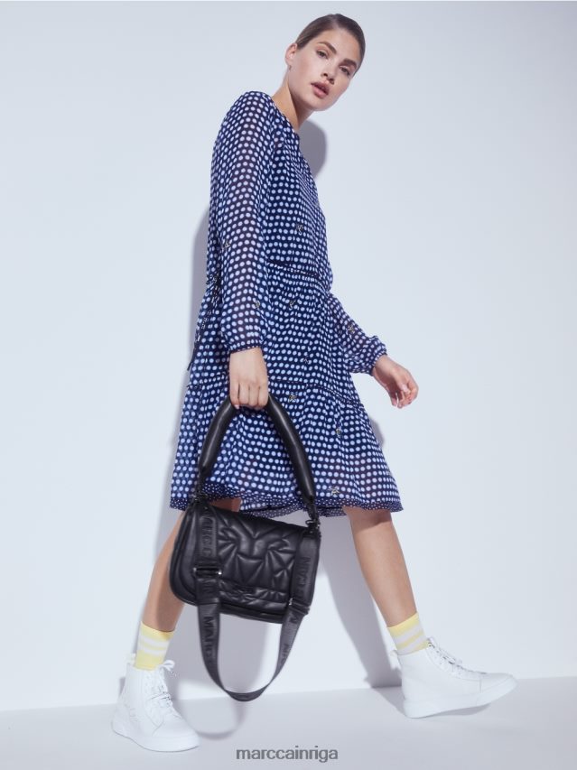 apģērbs melns VRBHXD120 Marc Cain punktveida kleita no viskozes krepa