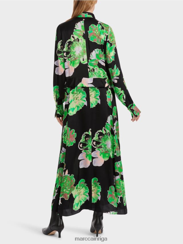 apģērbs melns VRBHXD12 Marc Cain sievišķīga kleita ar apkakli