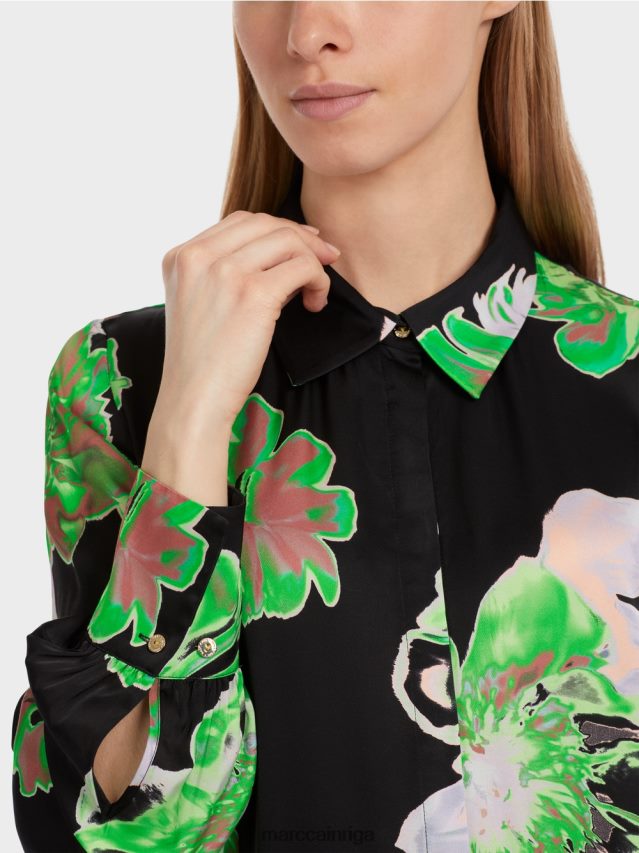 apģērbs melns VRBHXD12 Marc Cain sievišķīga kleita ar apkakli