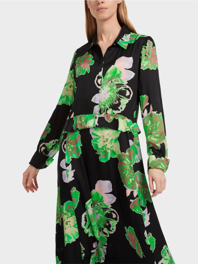 apģērbs melns VRBHXD12 Marc Cain sievišķīga kleita ar apkakli