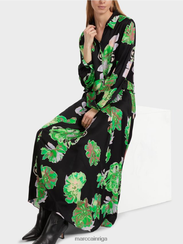 apģērbs melns VRBHXD12 Marc Cain sievišķīga kleita ar apkakli