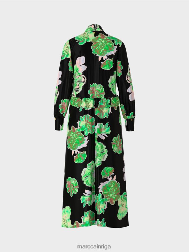 apģērbs melns VRBHXD12 Marc Cain sievišķīga kleita ar apkakli