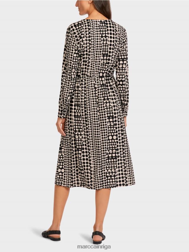 apģērbs melns VRBHXD131 Marc Cain kleita ar op-art dizainu