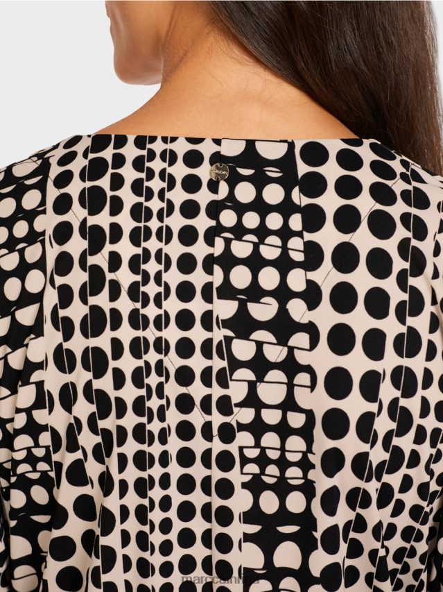 apģērbs melns VRBHXD131 Marc Cain kleita ar op-art dizainu