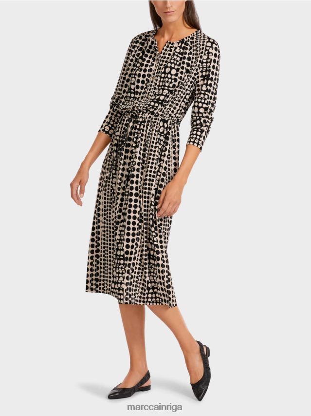apģērbs melns VRBHXD131 Marc Cain kleita ar op-art dizainu