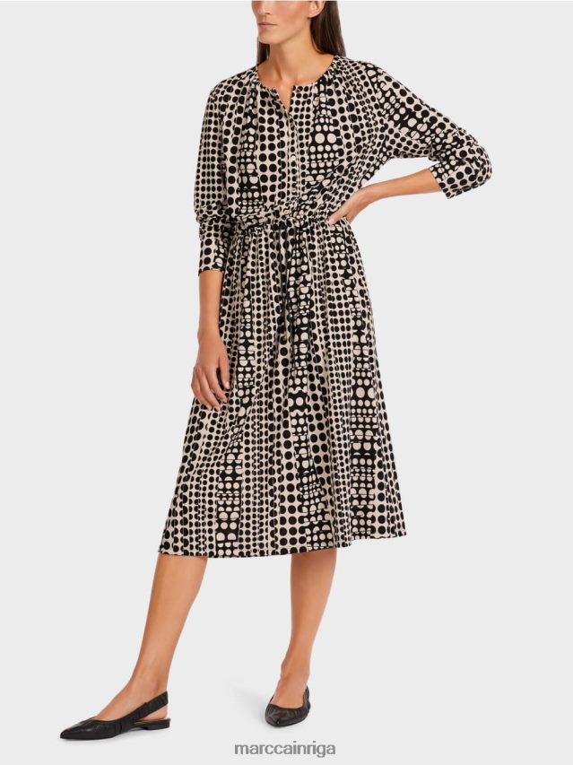apģērbs melns VRBHXD131 Marc Cain kleita ar op-art dizainu