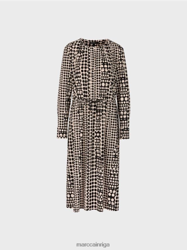 apģērbs melns VRBHXD131 Marc Cain kleita ar op-art dizainu