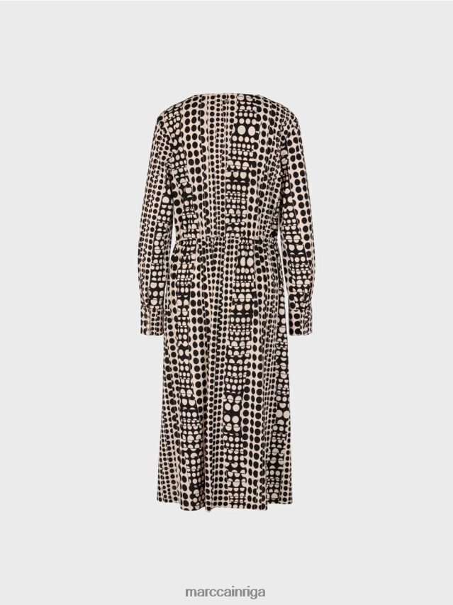 apģērbs melns VRBHXD131 Marc Cain kleita ar op-art dizainu