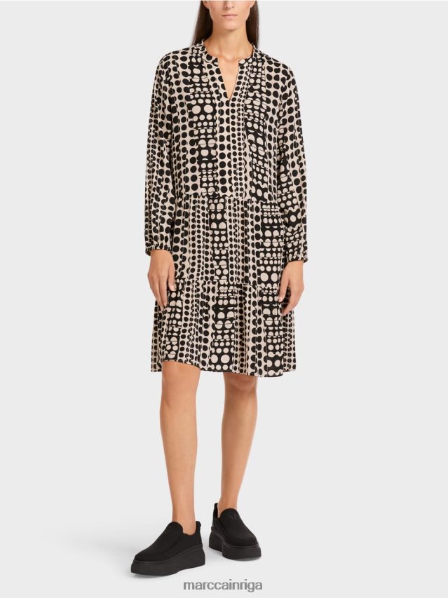 apģērbs melns VRBHXD134 Marc Cain kleita no pārstrādāta poliestera