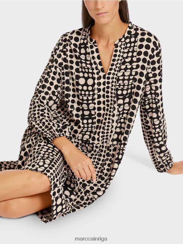 apģērbs melns VRBHXD134 Marc Cain kleita no pārstrādāta poliestera