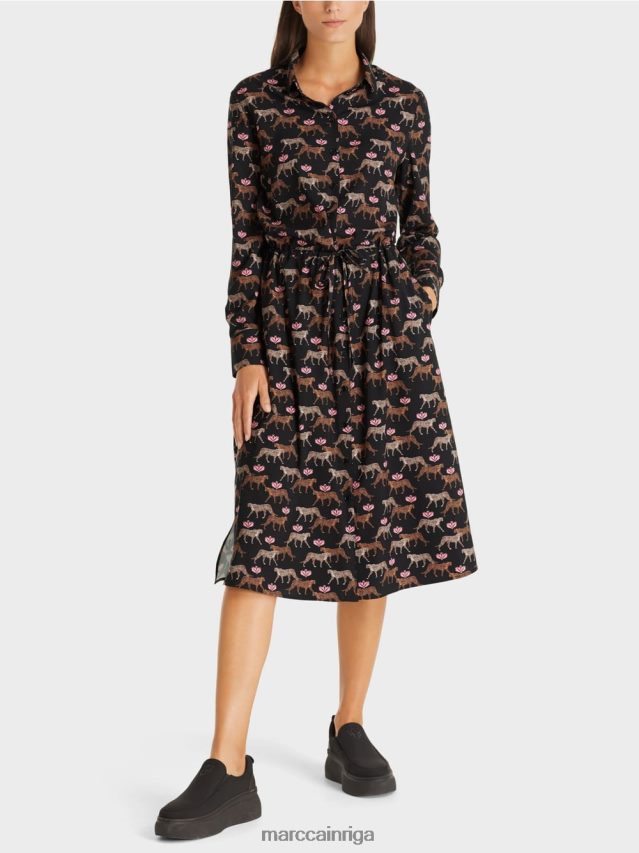 apģērbs melns VRBHXD142 Marc Cain kleita ar leopardiem