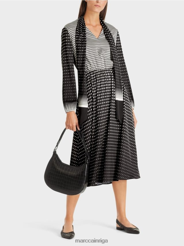 apģērbs melns VRBHXD144 Marc Cain kleita ar rakstu maisījumu