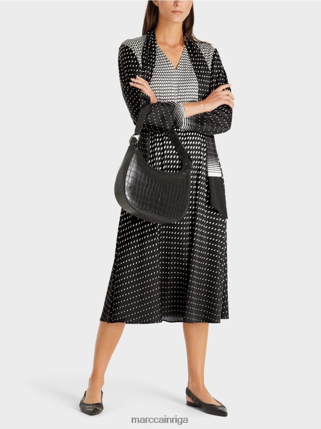 apģērbs melns VRBHXD144 Marc Cain kleita ar rakstu maisījumu