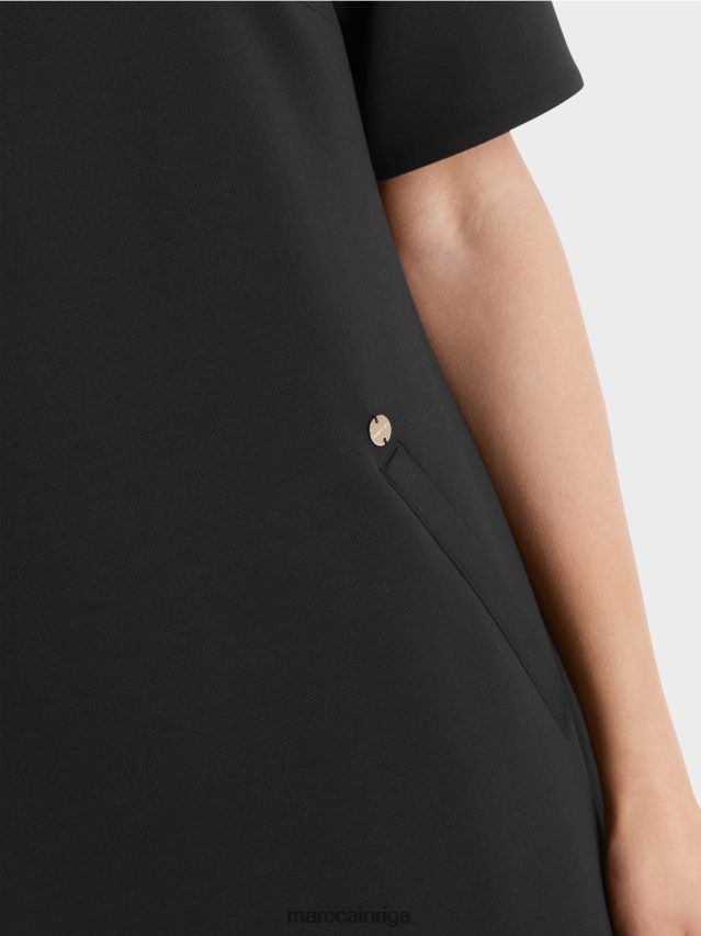 apģērbs melns VRBHXD42 Marc Cain kleita ar akcentētu plecu