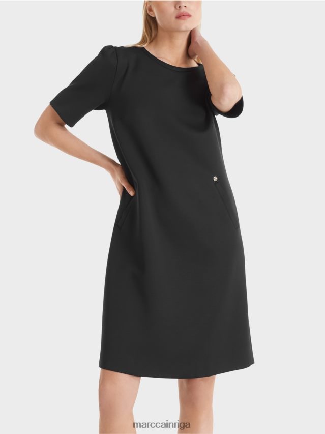 apģērbs melns VRBHXD42 Marc Cain kleita ar akcentētu plecu