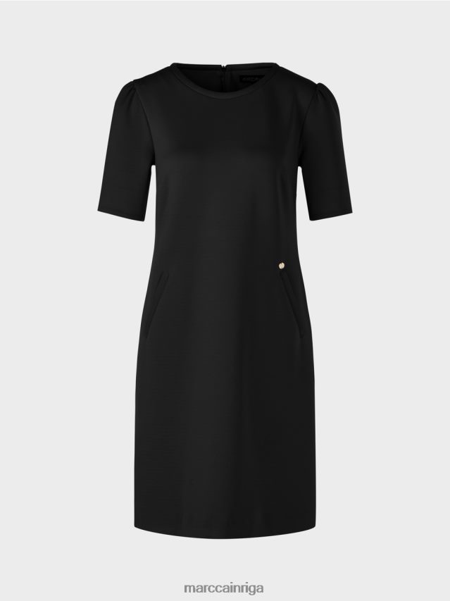 apģērbs melns VRBHXD42 Marc Cain kleita ar akcentētu plecu