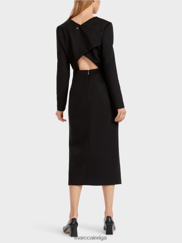 apģērbs melns VRBHXD8 Marc Cain kleita ar atvērtu muguru