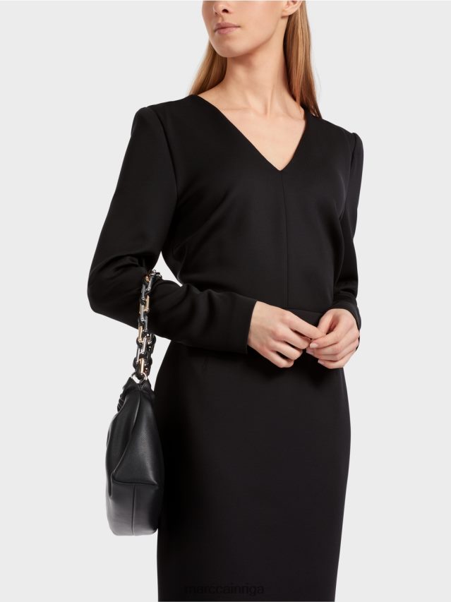 apģērbs melns VRBHXD8 Marc Cain kleita ar atvērtu muguru