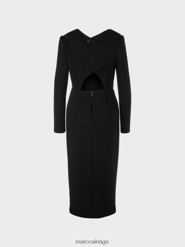 apģērbs melns VRBHXD8 Marc Cain kleita ar atvērtu muguru