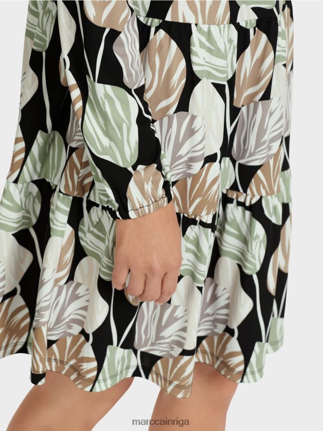 apģērbs pulveris piparmētra VRBHXD137 Marc Cain kleita ar visu lapu motīvu