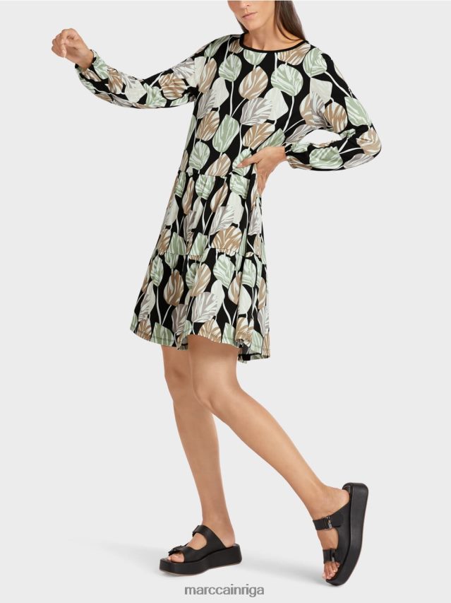 apģērbs pulveris piparmētra VRBHXD137 Marc Cain kleita ar visu lapu motīvu