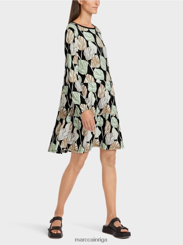 apģērbs pulveris piparmētra VRBHXD137 Marc Cain kleita ar visu lapu motīvu