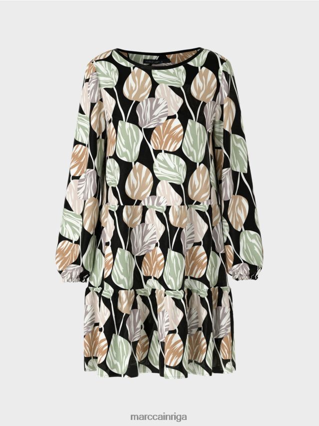 apģērbs pulveris piparmētra VRBHXD137 Marc Cain kleita ar visu lapu motīvu