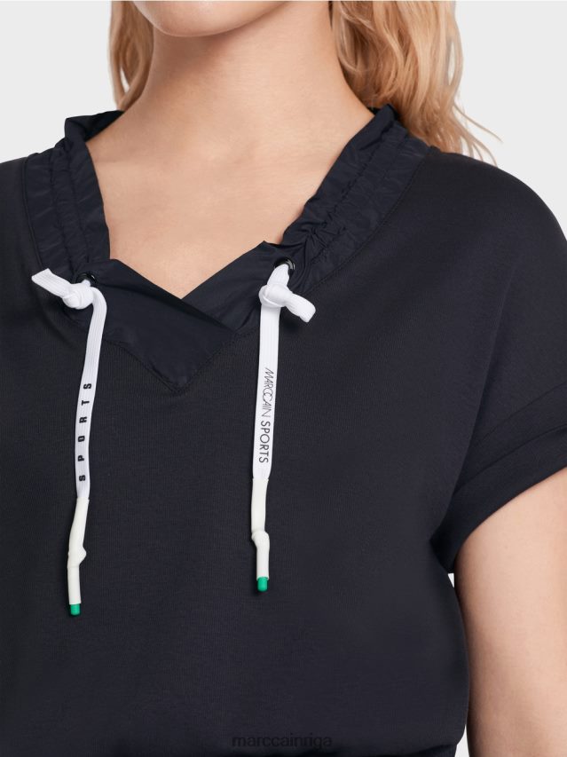 apģērbs pusnakts zils VRBHXD56 Marc Cain vienkārša kleita ar auklām