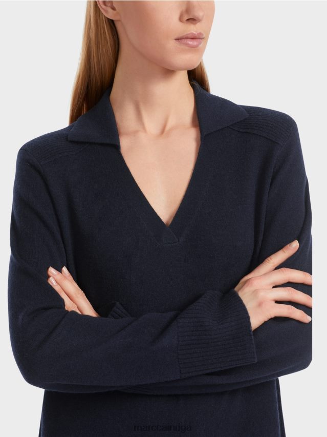 apģērbs pusnakts zils VRBHXD5 Marc Cain gara adīta \"pārdomāt kopā\" ​​kleita