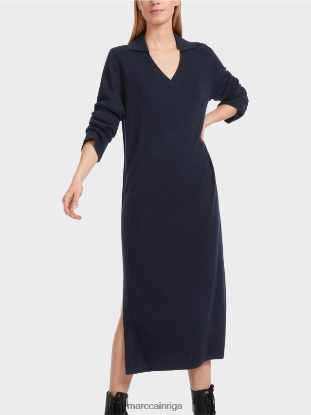 apģērbs pusnakts zils VRBHXD5 Marc Cain gara adīta \"pārdomāt kopā\" ​​kleita