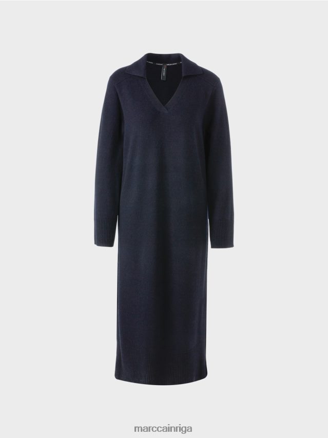 apģērbs pusnakts zils VRBHXD5 Marc Cain gara adīta \"pārdomāt kopā\" ​​kleita