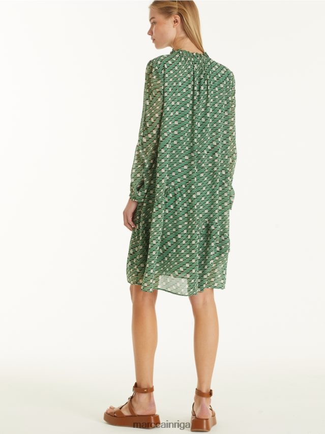 apģērbs sūnu zaļa VRBHXD129 Marc Cain kleita ar grafisku rakstu