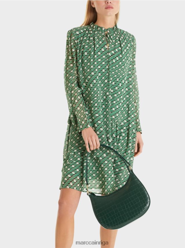 apģērbs sūnu zaļa VRBHXD129 Marc Cain kleita ar grafisku rakstu